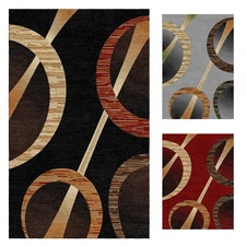 Sumatra Area Rug with Modern Geometric Circle Jute Backing Carpet Rugs