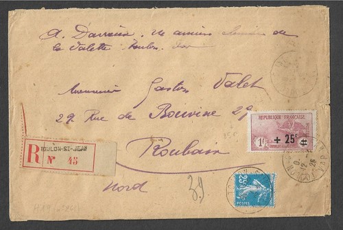 VAR - EINGESCHRIEBENER UMSCHLAG MIT NR. 140 und Nr. 168 TOULON STEMPEL