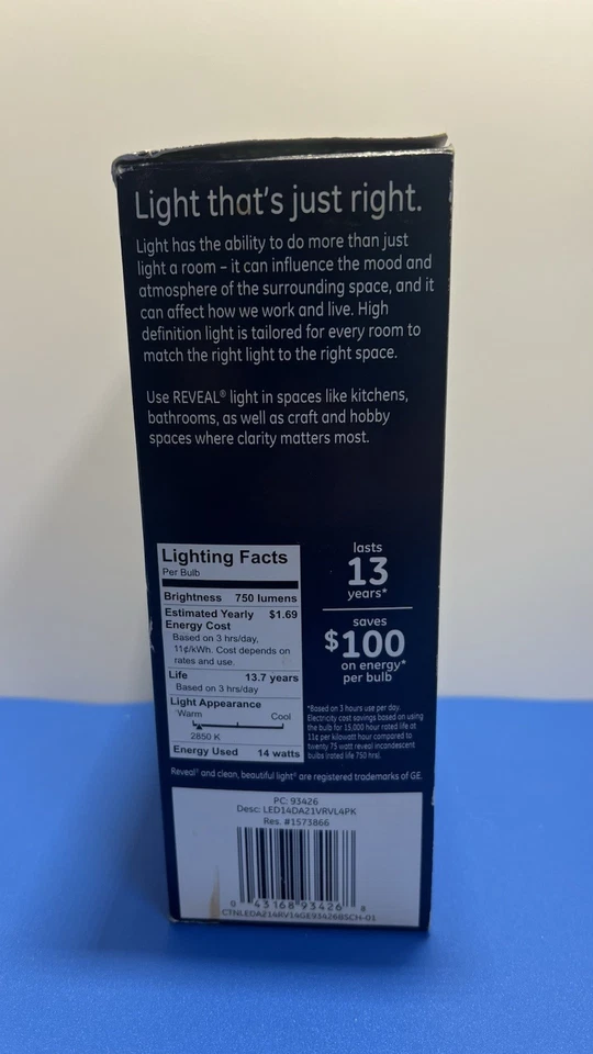 💡 GE Reveal LED A21 HD+ Light Bulbs – 14W (75W Eq) Dimmable – 3 Bulbs Inside - Image 3 of 4
