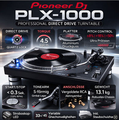 PIONEER DJ PLX-1000 Plattenspieler  Profi Turntable Audio Dj Equipment PLX1000