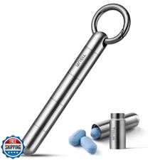 TISUR Large Keychain Pill Holder, Titanium Pill Case Waterproof Pill Fob for 