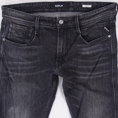 Mens Replay M914 ANBASS Stretch Slim Tapered Grey Jeans W33 W34 L32