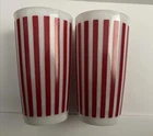 Vintage Hazel Atlas Red White Candy Stripe MCM Milk Glass White Tumbler