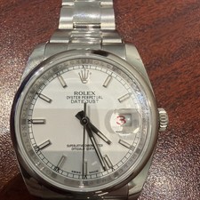 eLive-Rolex Date Just- 36mm White Index Dial Oyster Bracelet 116200
