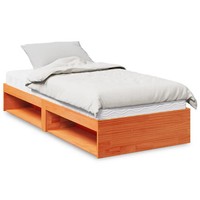 Tagesbett Massivholz Kiefer 80X200 Cm Mit Matratze Wachsbraun