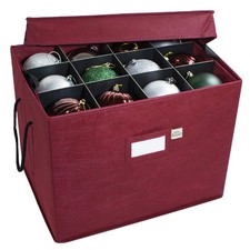 Christmas Ornament Storage Box with Adjustable Acid-Free Dividers, 3 Removabl...