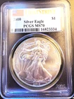 2010 American Eagle MS-70 PCGS First Strike Toning Spot-0.999 Silver 1 Oz Coin c