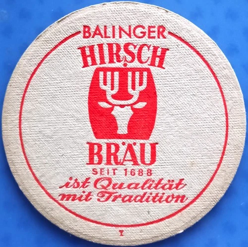 Old beer mat Balinger Hirsch Bräu Balingen around 1954