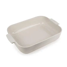 Peugeot Appolia Rectangular Oven Dish Ceramic with Handles -Ecru,13x11x3 Inches
