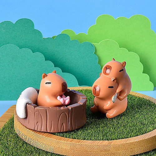 DIY Cartoon Capybara Statue Multicolor Mini Animals Figurine Party Festival - Picture 5 of 12