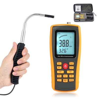 Hotwire Anemometer Handheld Anemometer with Telescopic Probe Wind Speed Meter wi