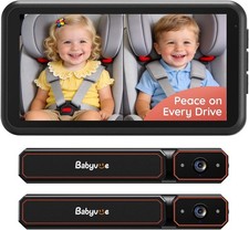 1080P Split Screen Baby Car Monitor for 2 Kids Fast Setup