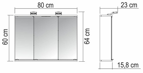 Spiegelschrank Badschrank Jokey LED Lena Badspiegel Spiegel 3-türig Licht+Dose - Bild 7 von 7
