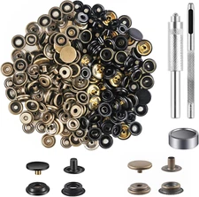 200 Pieces (50Sets) Leather Snap Fastener Kit Tool 5/8 Inches (15Mm) Snaps for L