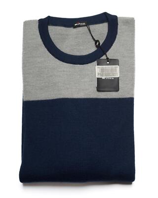 Kiton Napoli $4,190 NWT Blue Gray Cashmere Silk Knit Crewneck Sweater M (50 IT)