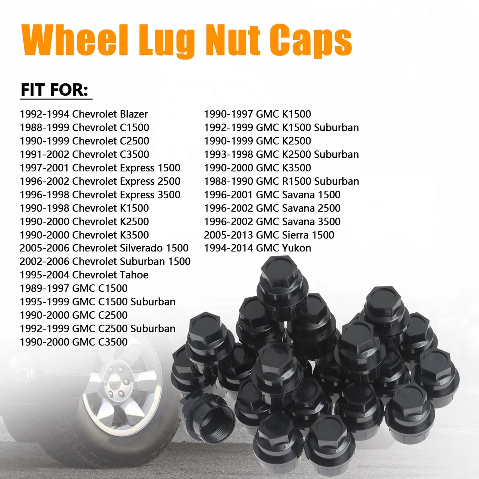 Juego de 24 tapas de tuercas de plástico para llantas automotrices para Chevrolet Express 3500 1996-1998 Foto 4 de 4
