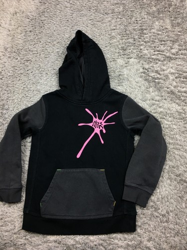 Nike Hoodie Boys Size Large Black Pink Pull Over Gray Cotton - Picture 2 of 12