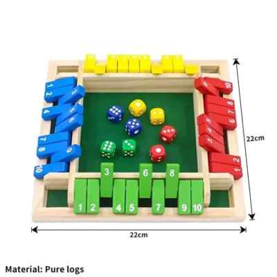 Holz Würfel Brettspiel Shut The Box für 4 Spieler Klappen & Würfel Spiel Eltern-Chi