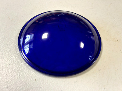 Vintage Major Pyrex Glas Eisenbahn Signal/Laterne blaue Linse Abdeckung 5 5/8''