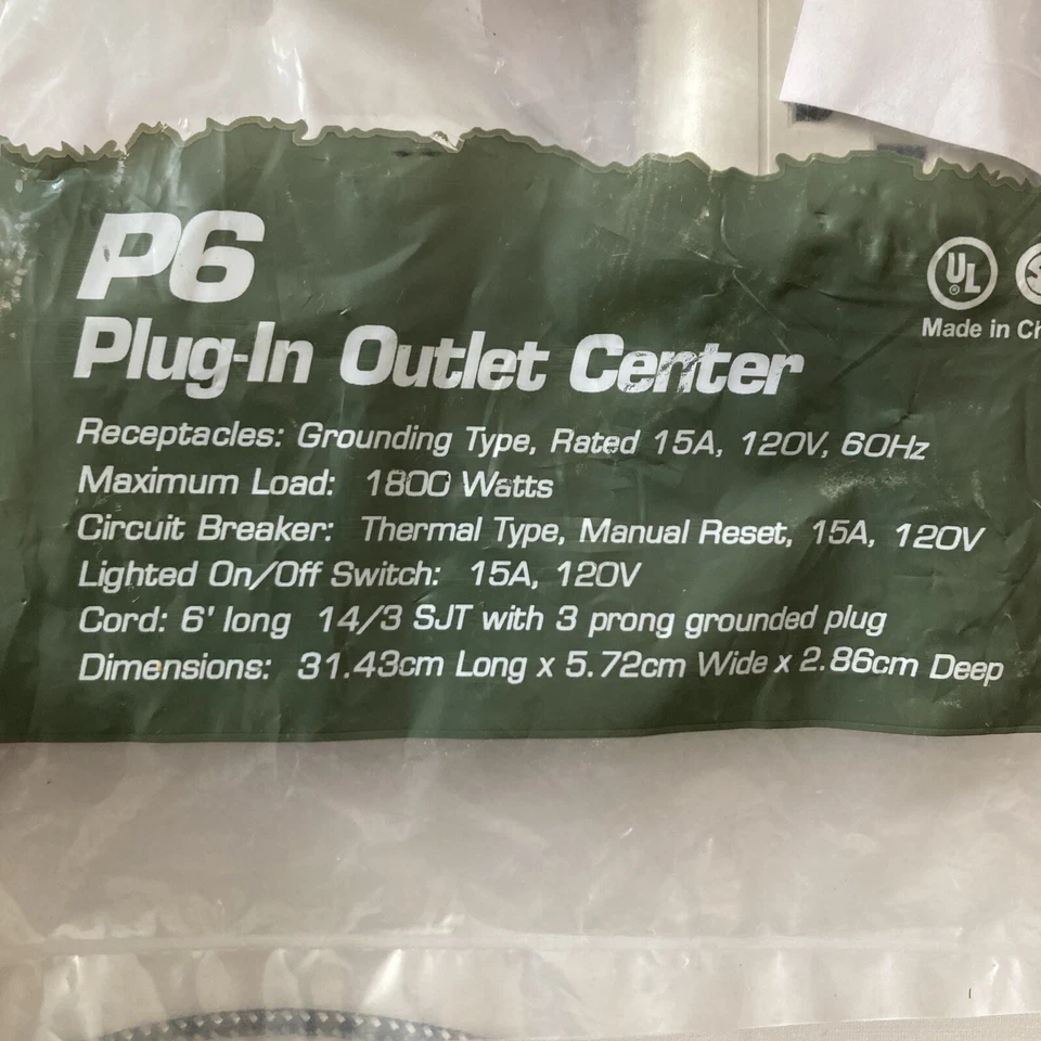 NEW Wiremold Plug-In Outlet Center Unit 6 Outlet Extension Cord Outlet 3 prong - Image 2 of 4