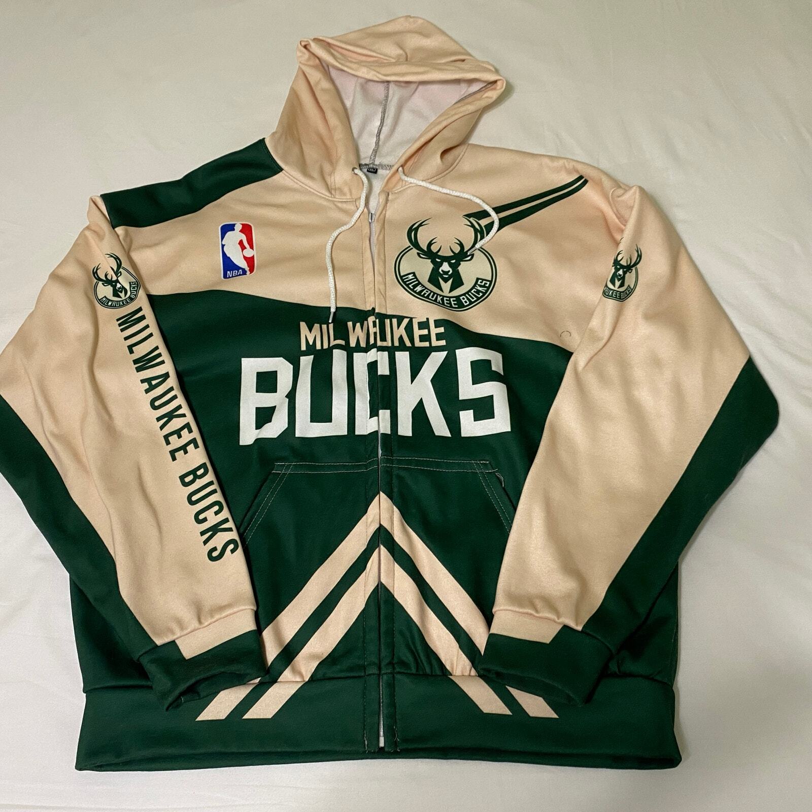 Milwaukee Bucks NBA Full Zipper Hoodie Sweatshirt Jacket Unisex XL