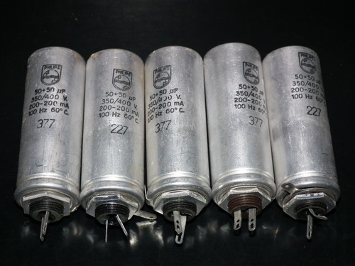 NOS vintage Philips electrolytic can capacitor 50 + 50 mfd 400V made back in 60s - Picture 4 of 10