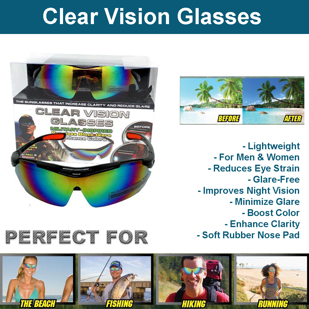 Clear Vision Reflective Outdoor Sunglasses Men Women Reduce Glare