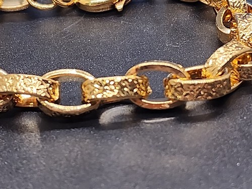 Brazalete Moda Al Massimo Oro 18K Sobre Bronce Ovalado Rolo Link 8" - Imagen 3 de 8