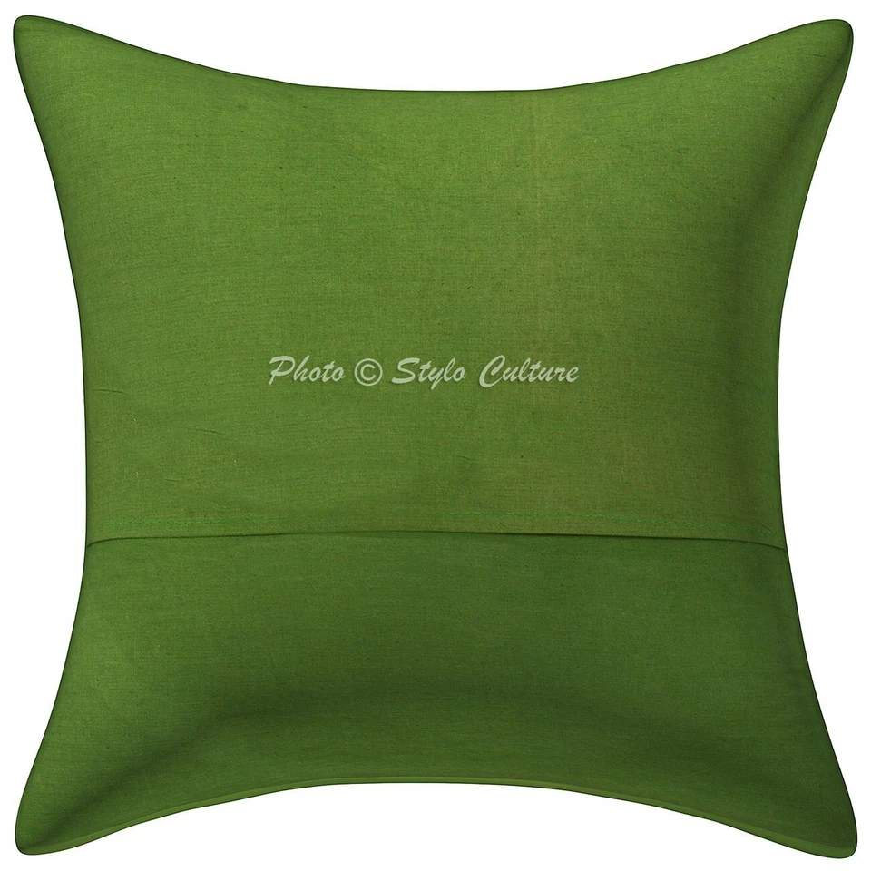 Boho Hippie Yoga Pillow Case Cushion Cover Green Kantha Bohemian Meditation - Image 3 of 4