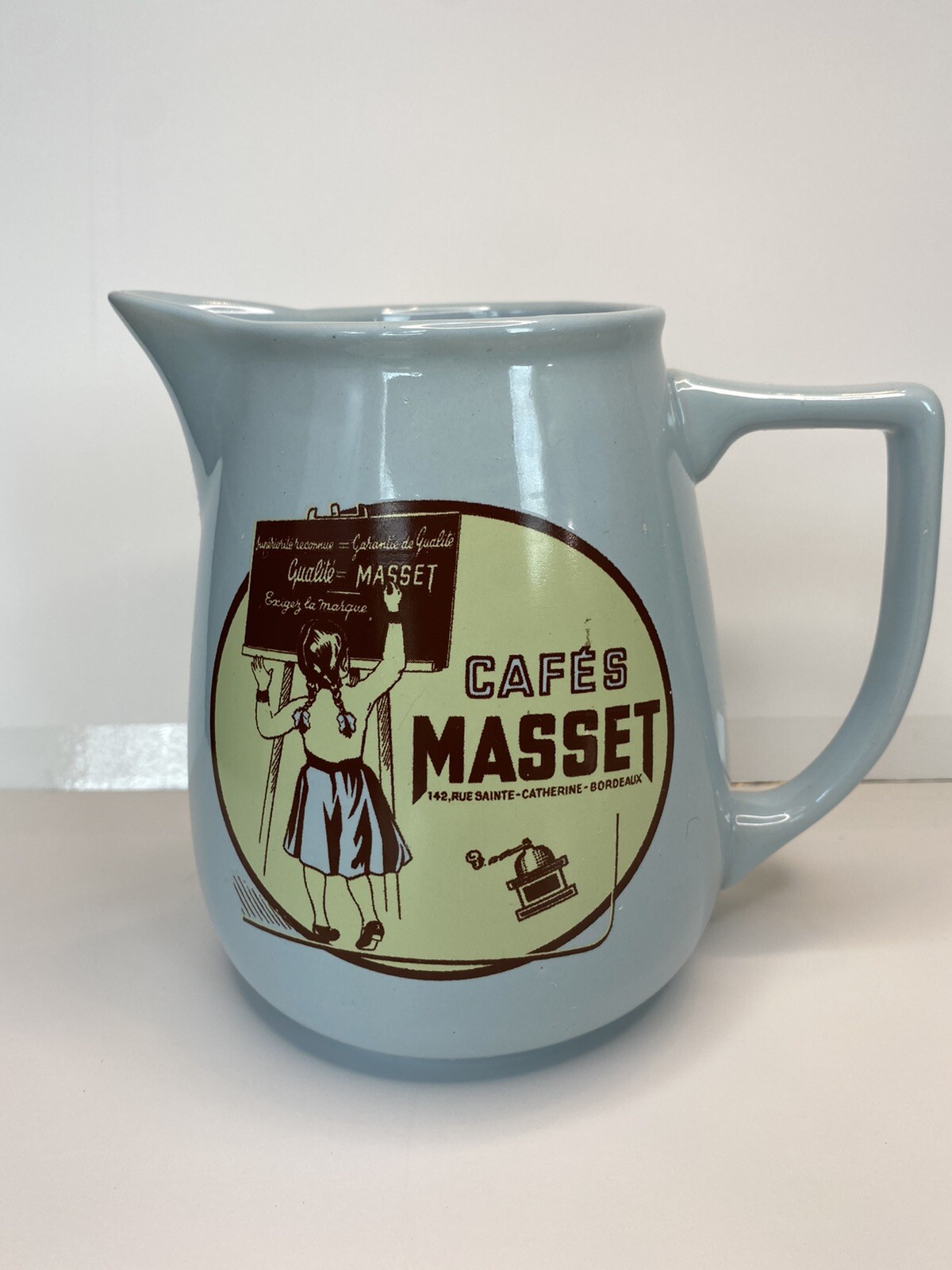 ROSANNA Ceramic Pitcher Cafes Masset Aqua Robins Egg Blue Cute Farmhouse