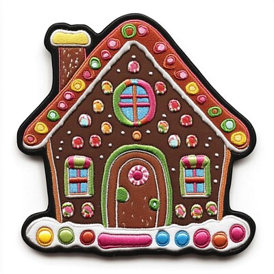 Christmas Applique Patch - Gingerbread House, Candy Cane, Heart 2.5'' (Iron on)