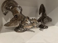 a pair of American Silver Plate Models of fighting roosters Weidlich Bros Mark