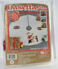 Vtg Lasetta Plus Christmas Tree Skirt Needle Weaving Kit National Yarn Crafts