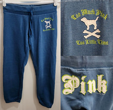 Victoria  s Secret PINK Y2K Slight Crop Sweatpants Blue Embroidered Butt Logo XS