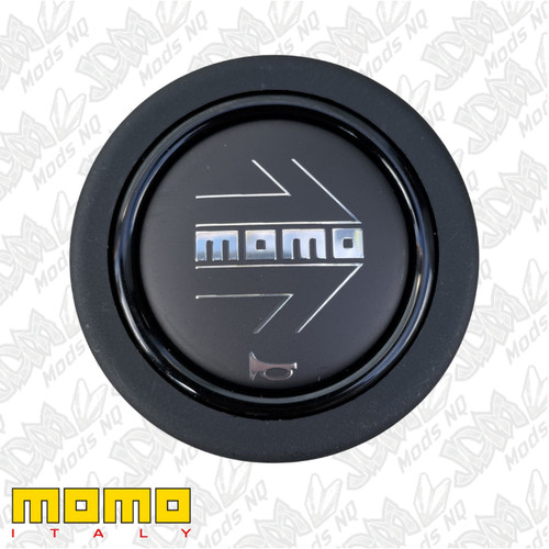 <!--F#f_0-->GENUINE MOMO Chrome Arrow Over Matte Black Round Lip Horn Button HOARW10BLKCHR<!--F/-->