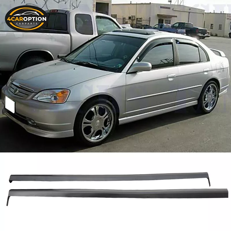 Fits 01 05 Honda Civic RS Style Side Skirt Rocker Panel Extension