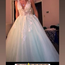 Jovani 55634 dress Size- 6 Prom Light Blue Lace