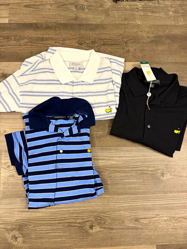 Masters Collection Lot of 3 Men's XL Cotton Polo Shirts Striped Logo Button