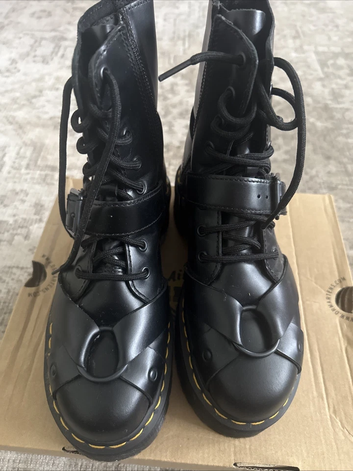 Dr. Martens Jadon Women's Leather Platform Boots - Black Polished Smooth, 4 UK, photo 2 of 5