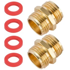 2 PK 3/4 Inch Brass Garden Hose Adapter Male to Male Quick Connector