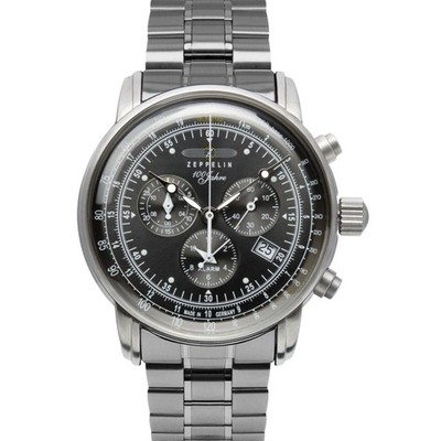 バルクオム Zeppelin Black Dial Men's Watch Alarm 100 Years Chronograph Date
