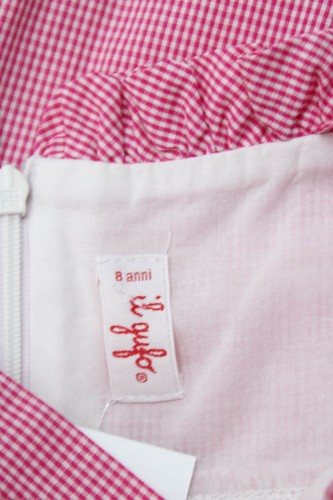Il Gufo Girls Cotton Sweetheart Neckline Gingham Printed Short Dress Red Size 8 - Picture 3 of 3