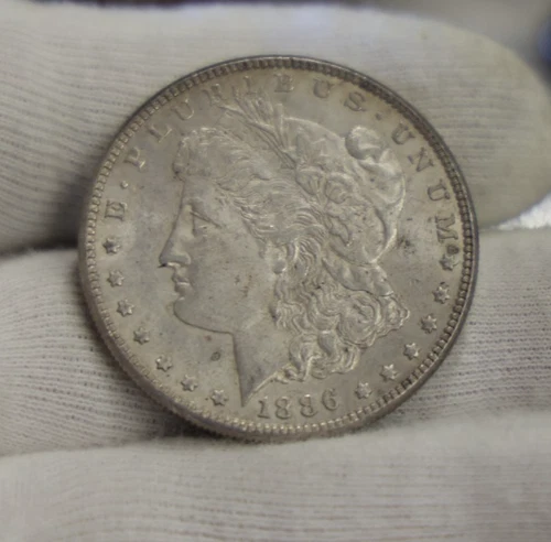 1886 US Morgan Silver Dollar $1 AU+