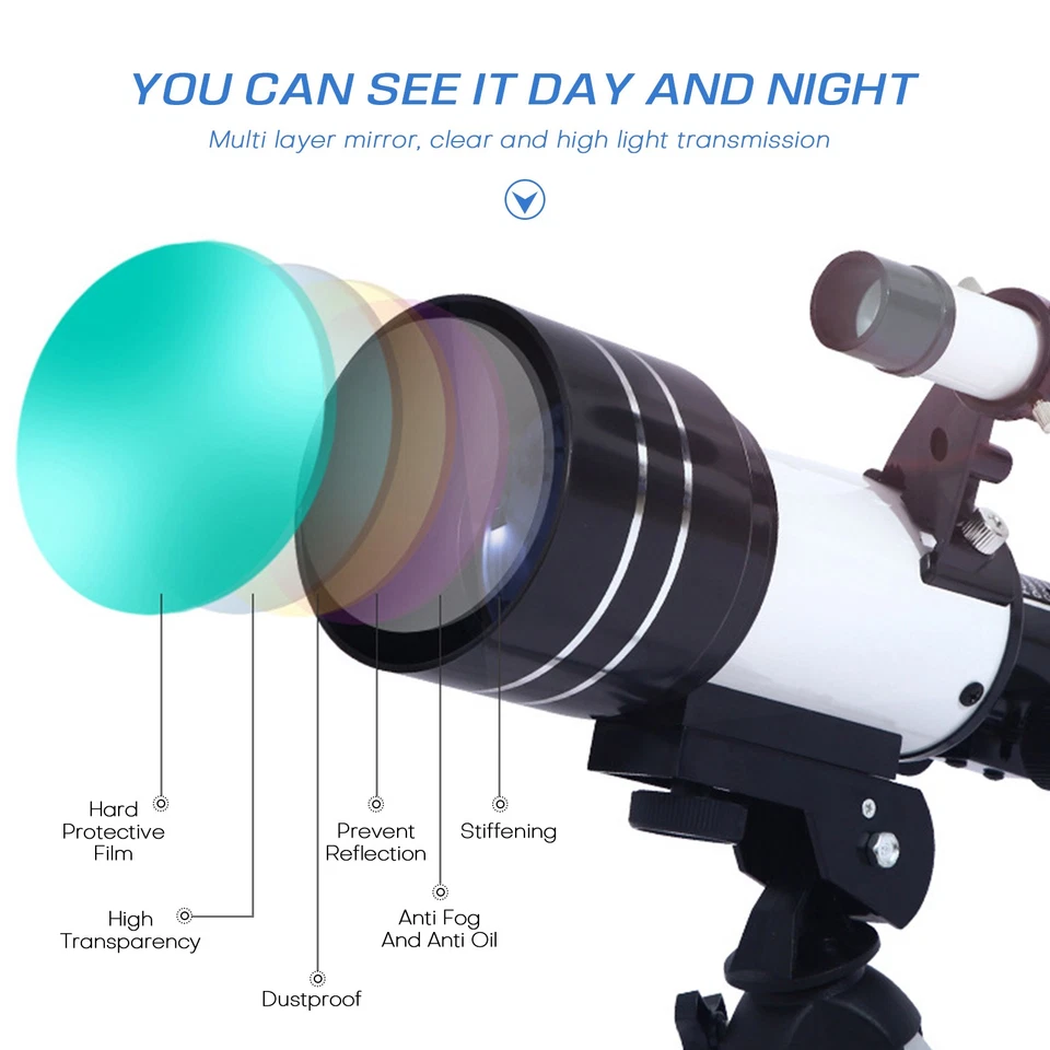 Telescopio astronómico 300 mm 150X con adaptador de teléfono trípode visualización HD para niños Foto 4 de 4