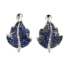 925 Sterling Silver Earrings Sapphire Round Diamond Cut Topaz Gemstone Jewelry