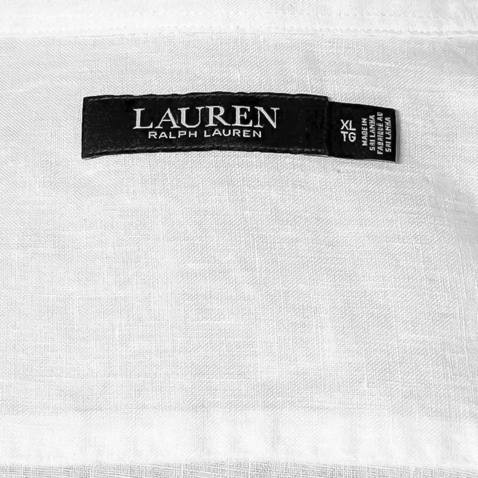 Camisa Ralph Lauren para mujer con botones XL blanca con cuello de lino manga larga Foto 3 de 4