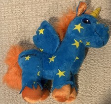 2008 Neopets Starry Uni Plush Blue Unicorn Pegasus 11" Jakks Pacific Stuffed Toy