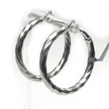 DAVID YURMAN New 3.5mm Cable Edge 1.6" Hoop Earrings in Sterling Silver