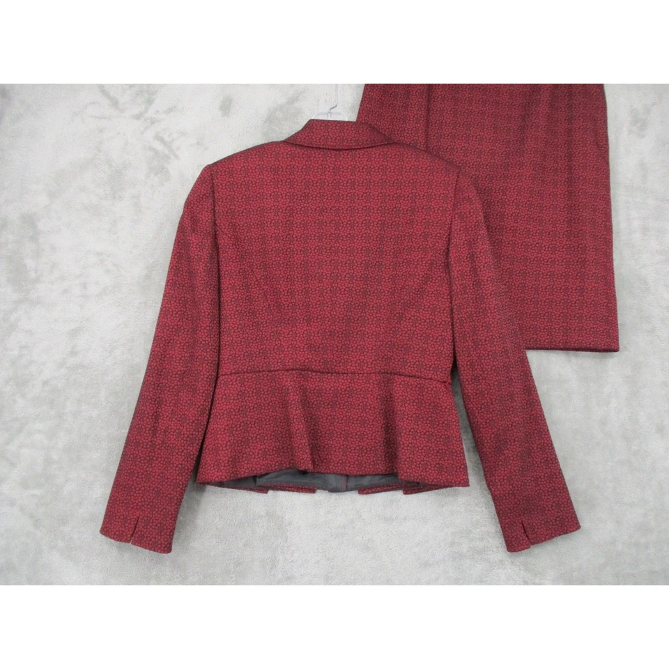 Tahari ASL юбка костюм женщин 4 миниатюрный блейзер офис карьера карандаш со складками красный - Изображение 2 из 4