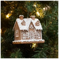 The Christmas Shoppe Frosted Gingerbread House Christmas Ornament 3.38"
